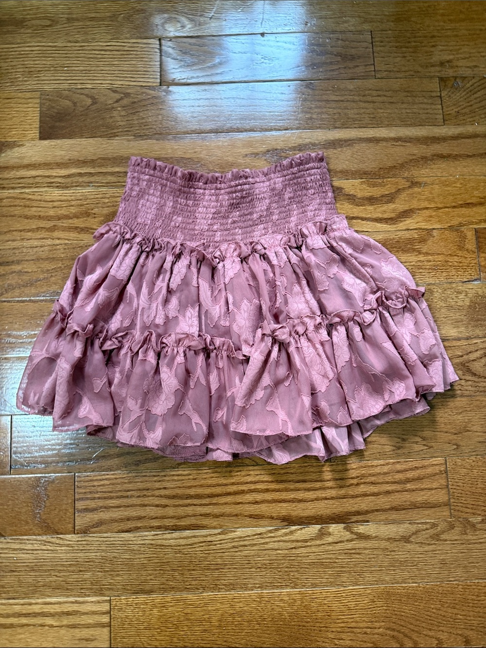 Mustard Seed Dusty Rose Smocked Ruffle Skirt